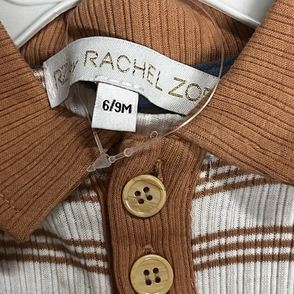 NWT Rachel Zoe Orange & White Matching Set with‎ Polo Shirt Snaps, 6-9 Months